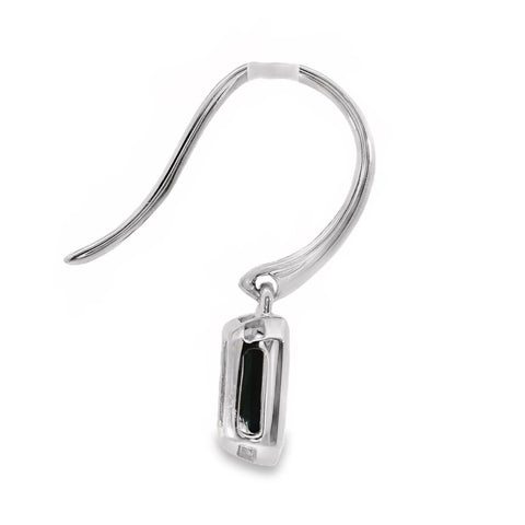 9ct White Gold Lab Grown Sapphire Bezel Set Hook Earrings