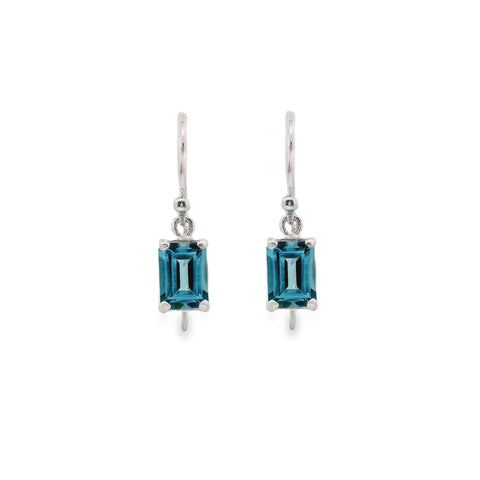 Sterling Silver Blue Topaz Shepherd Hook Earrings