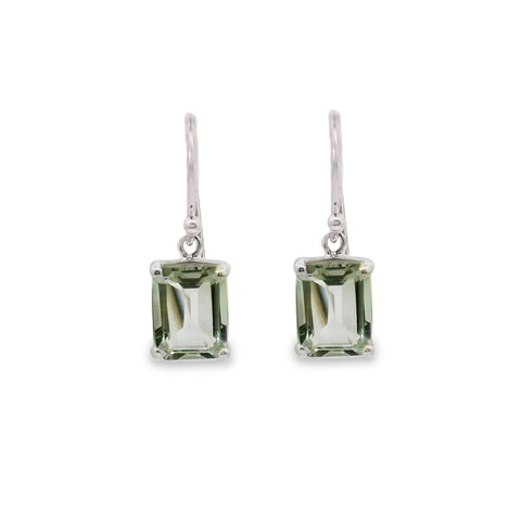 Sterling Silver Green Amethyst Shepherd Hook Earrings