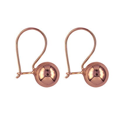 9ct Rose Gold 8mm Plain Euro Ball Earrings