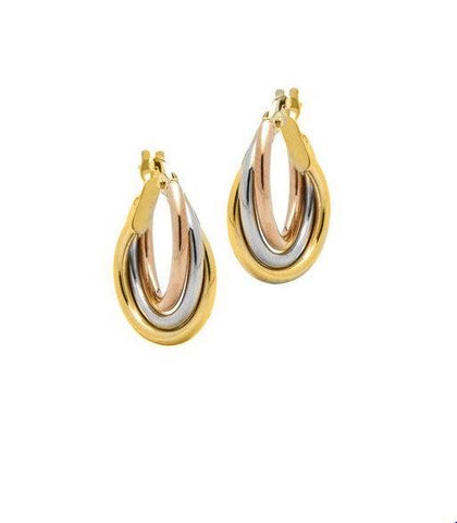 9ct Tri-Tone Fancy Hoop Earrings