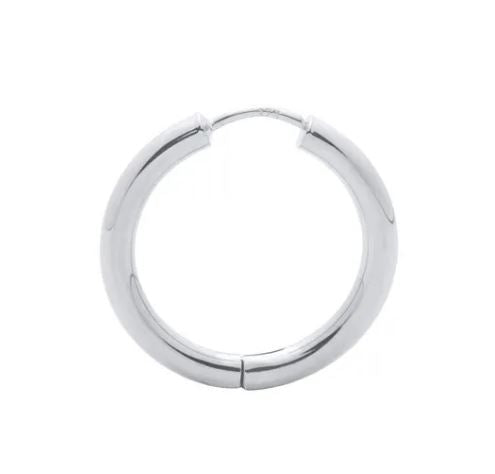 9ct White Gold 15mm Huggie Earrings Pair