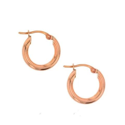 9ct Rose Gold Plain 10mm Hoop Earring
