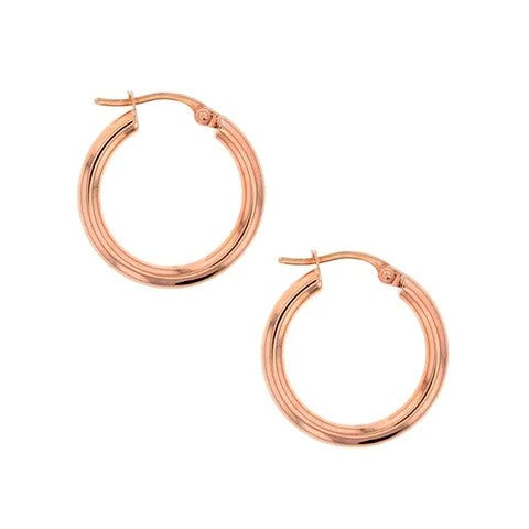 9ct Rose Gold Plain Hoop Earrings