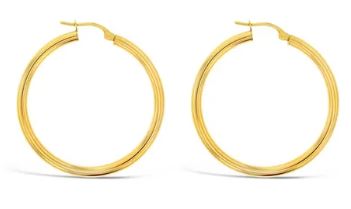9ct Yellow Gold Plain 30mm Hoops