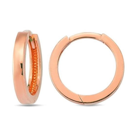 9ct Rose Gold Square Tube Huggie Earrings