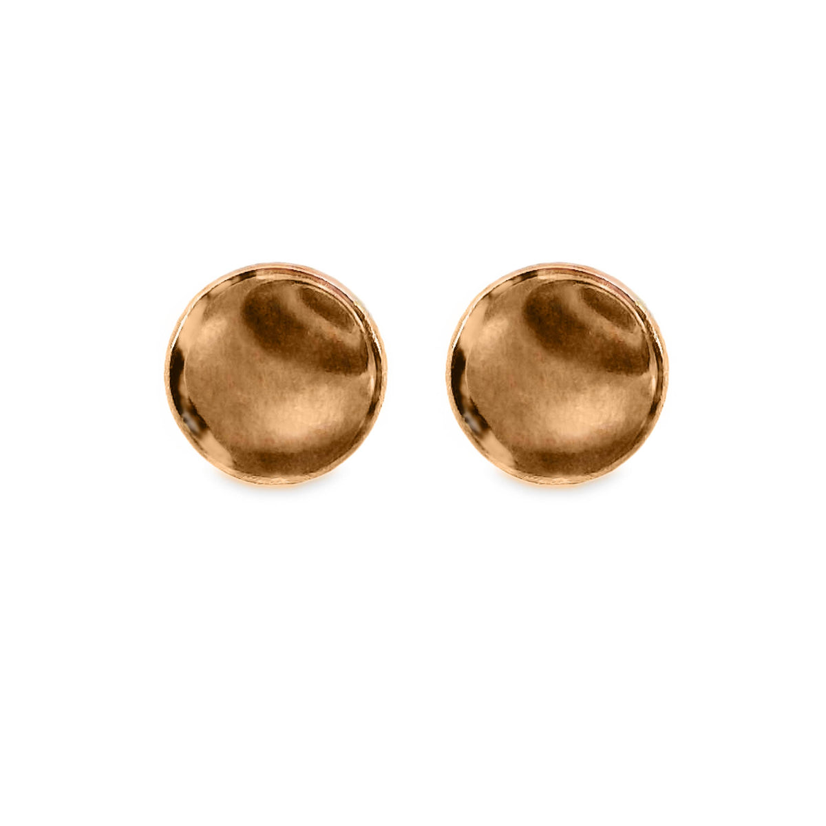 9ct Rose Gold Plain Disc Stud Earring