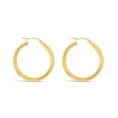 9ct Yellow Gold Plain Hoop Earrings