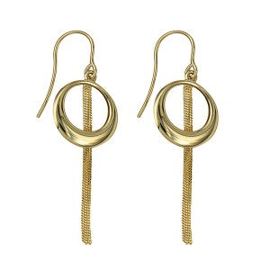 9ct Yellow Gold Graduated Open Circle with Chain Drops Earwires