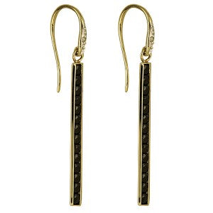 9ct Yellow Gold Diamond Set Onyx Earwires