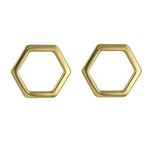 9ct Yellow Gold Open Hexagon Studs