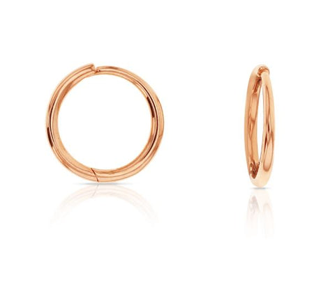 9ct Rose Gold Plain Wire Huggie Earrings