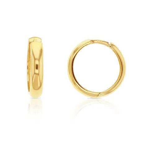 9ct Yellow Gold Plain Domed Huggies