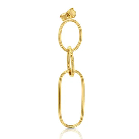 9ct Yellow Gold Linked Ovals Drop Earrings