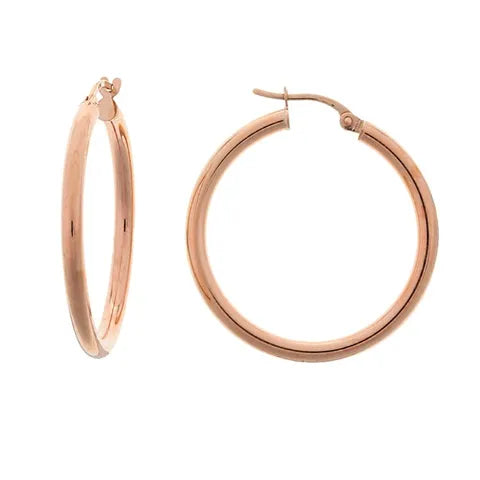 9ct Rose Gold Round Hoop Earrings