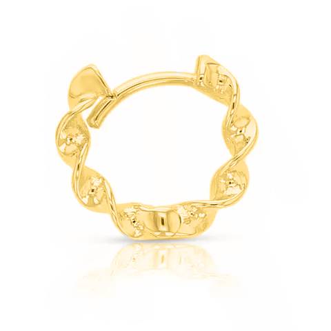 9ct Yellow Gold Twist Mini 8mm Huggie Pair