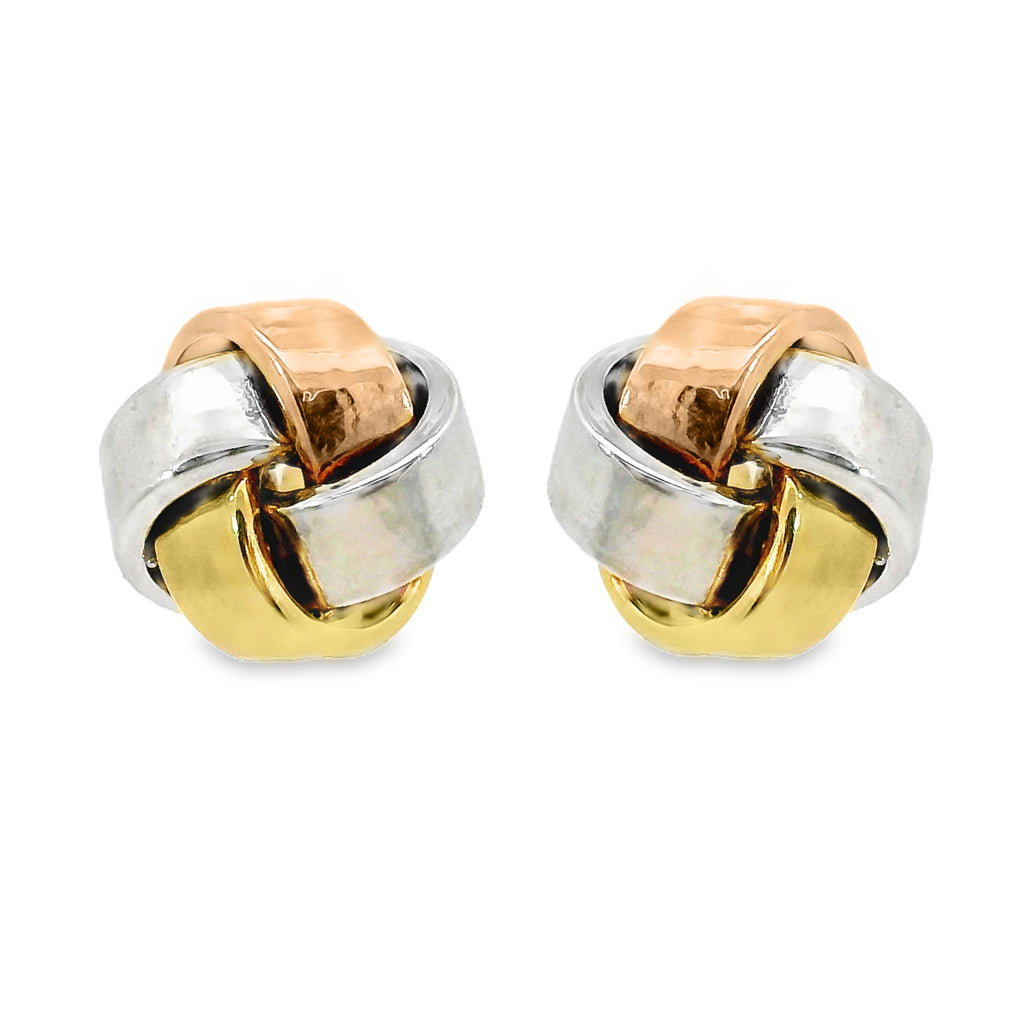 9ct Tri Tone Gold Knot Stud Earrings