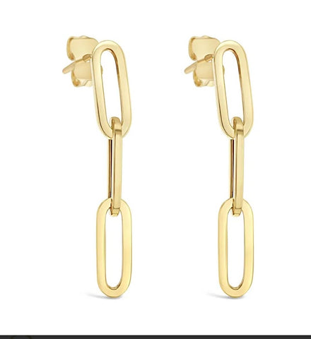 9ct Yellow Gold Paperclip Link Drop Earrings