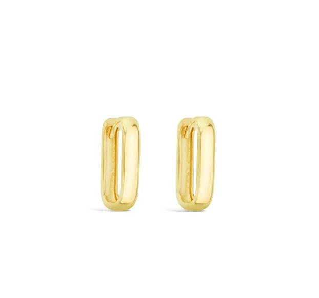 9ct Yellow Gold Paperclip Huggie Earrings
