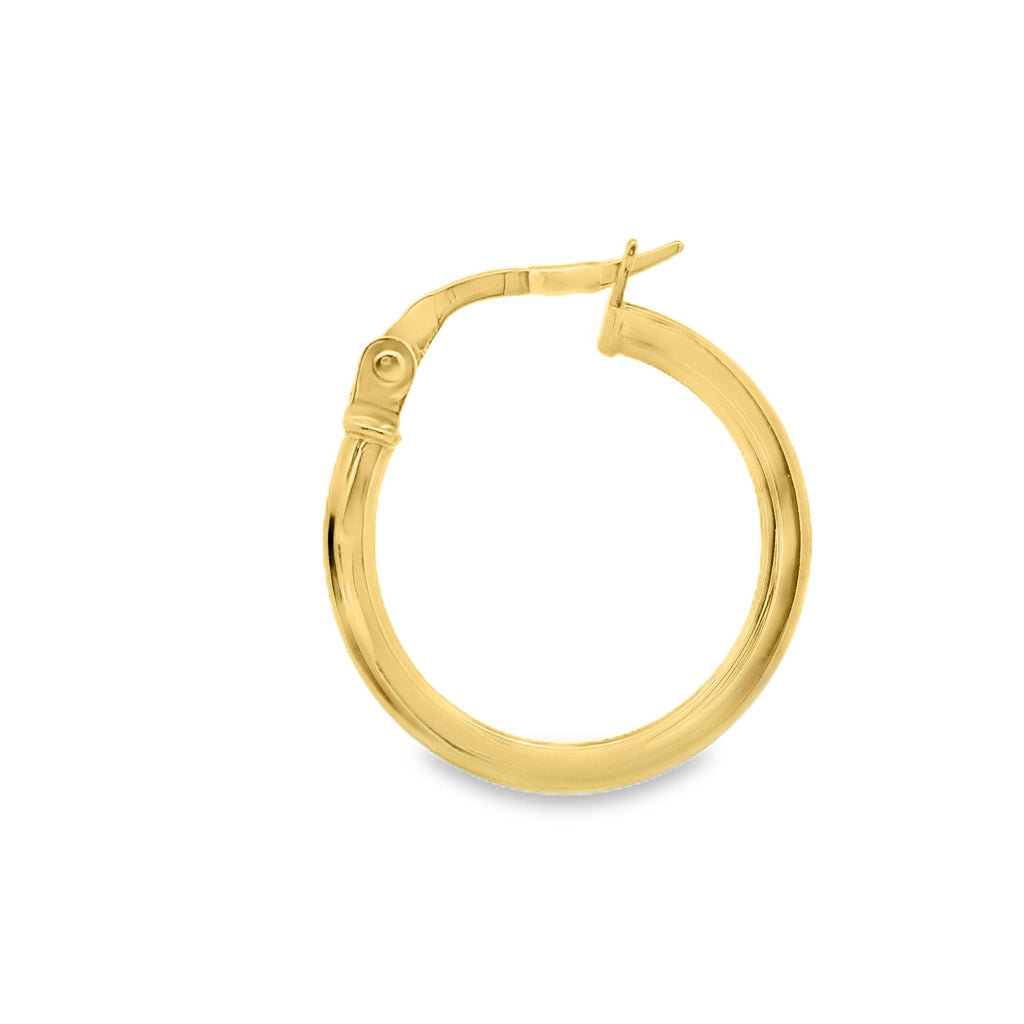 9ct Yellow Gold Italian Hoop Earrings 15mm