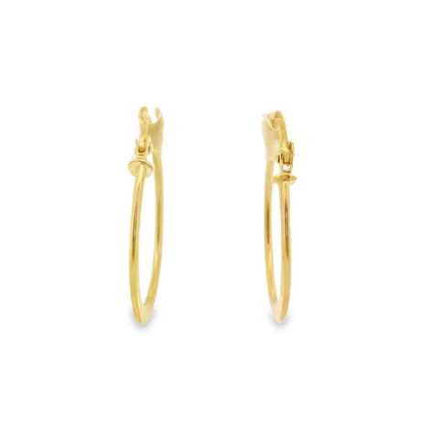 9ct Yellow Gold Italian Hoop Earrings 15mm
