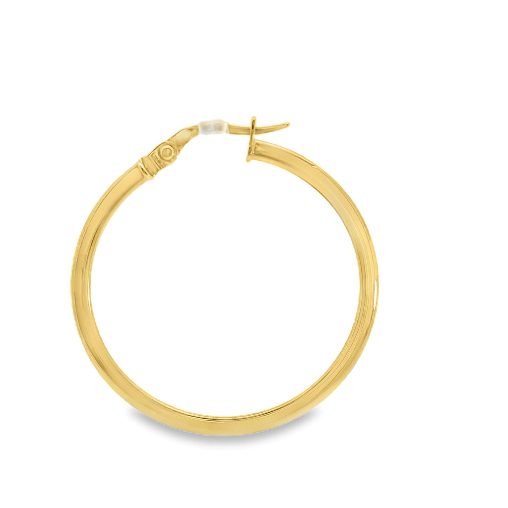 9ct Yellow Gold Italian Fine Hoop Earrings 25mm