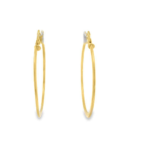 9ct Yellow Gold Italian Fine Hoop Earrings 25mm