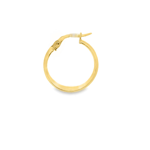 9ct Yellow Gold Italian Half Round Hoop Earrings 15mm