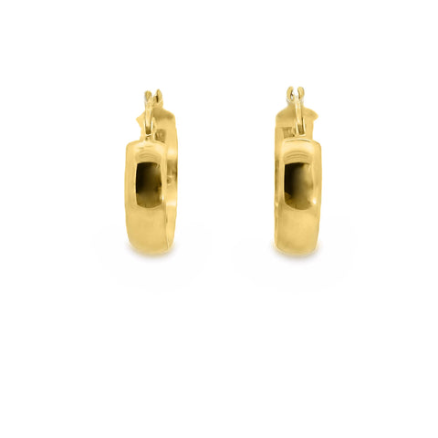 9ct Yellow Gold Italian Half Round Hoop Earrings 15mm