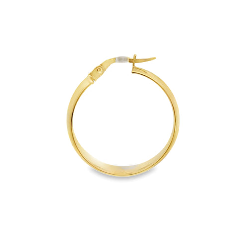 9ct Yellow Gold Italian Half Round Hoop Earrings 20mm