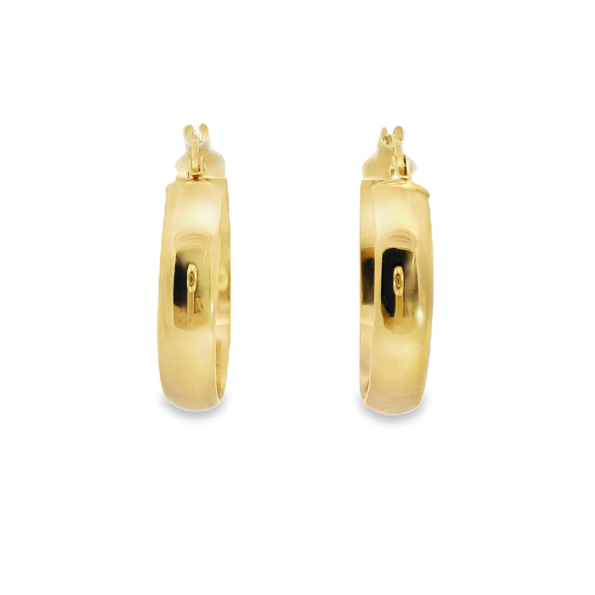 9ct Yellow Gold Italian Half Round Hoop Earrings 20mm