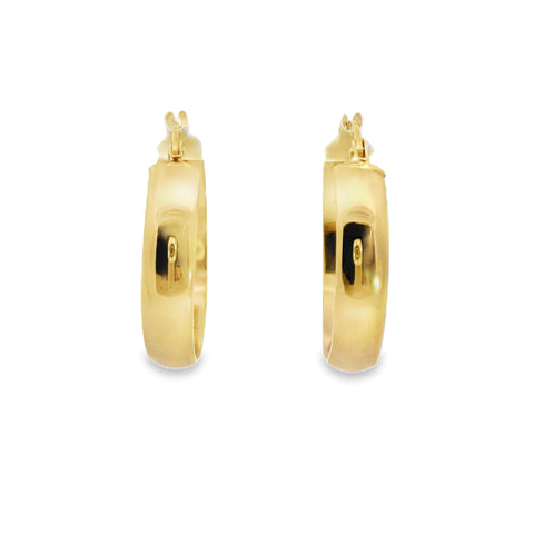 9ct Yellow Gold Italian Half Round Hoop Earrings 20mm