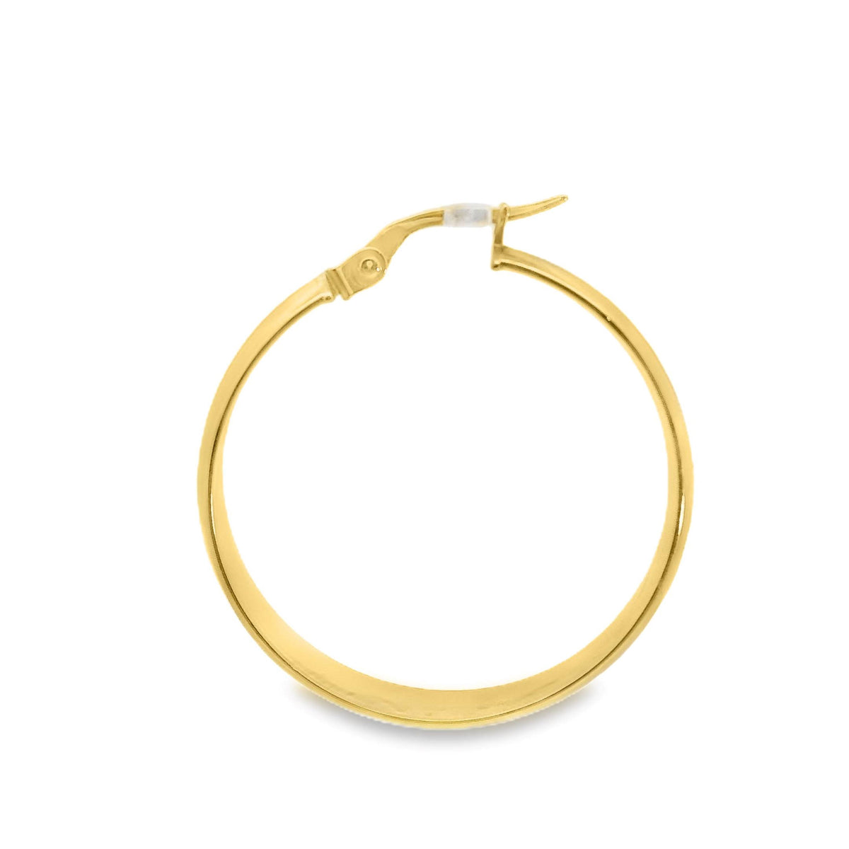 9ct Yellow Gold Italian Half Round Hoop Earrings 25mm
