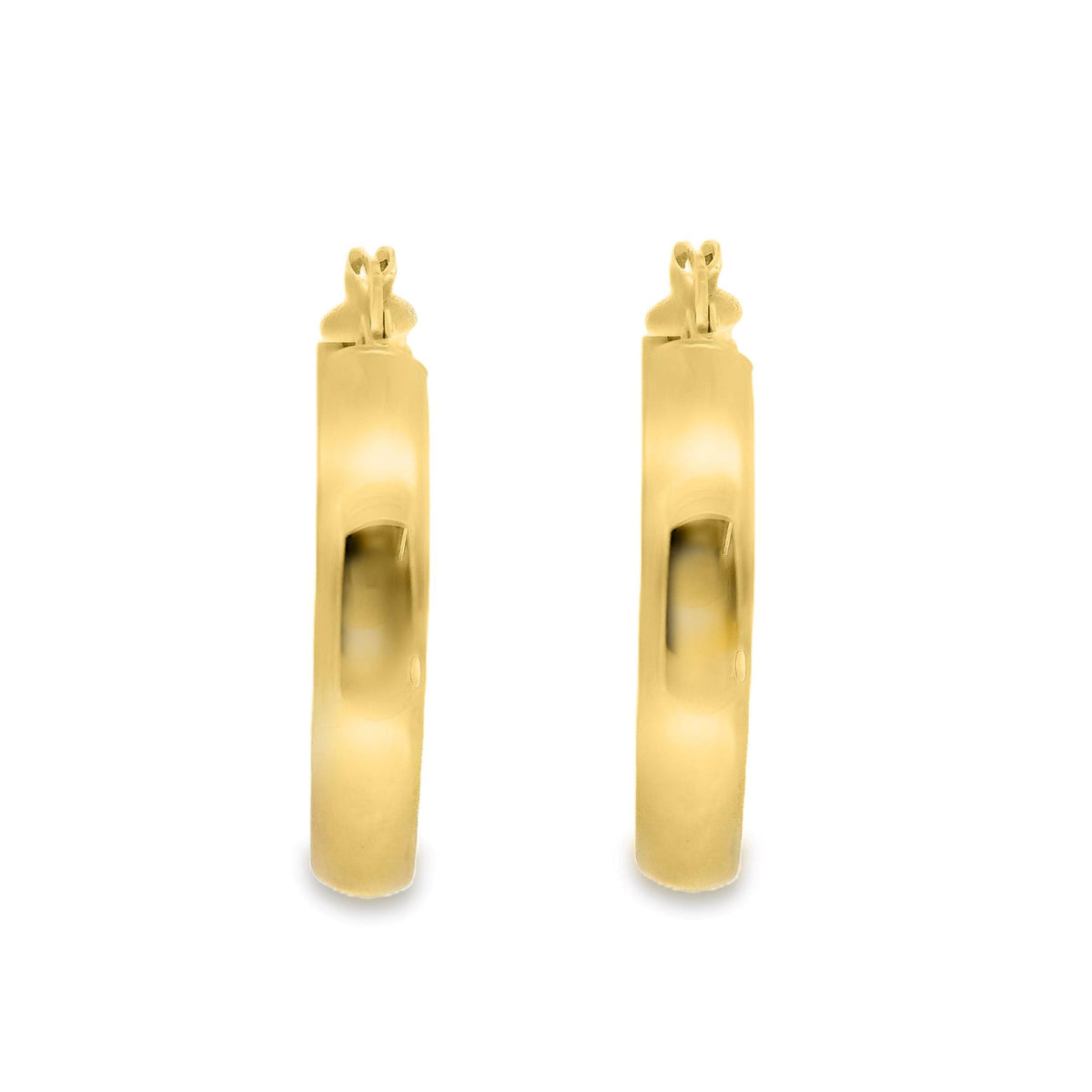 9ct Yellow Gold Italian Half Round Hoop Earrings 25mm