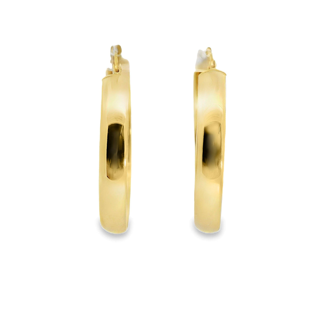 9ct Yellow Gold Italian Half Round Hoop Earrings 30mm