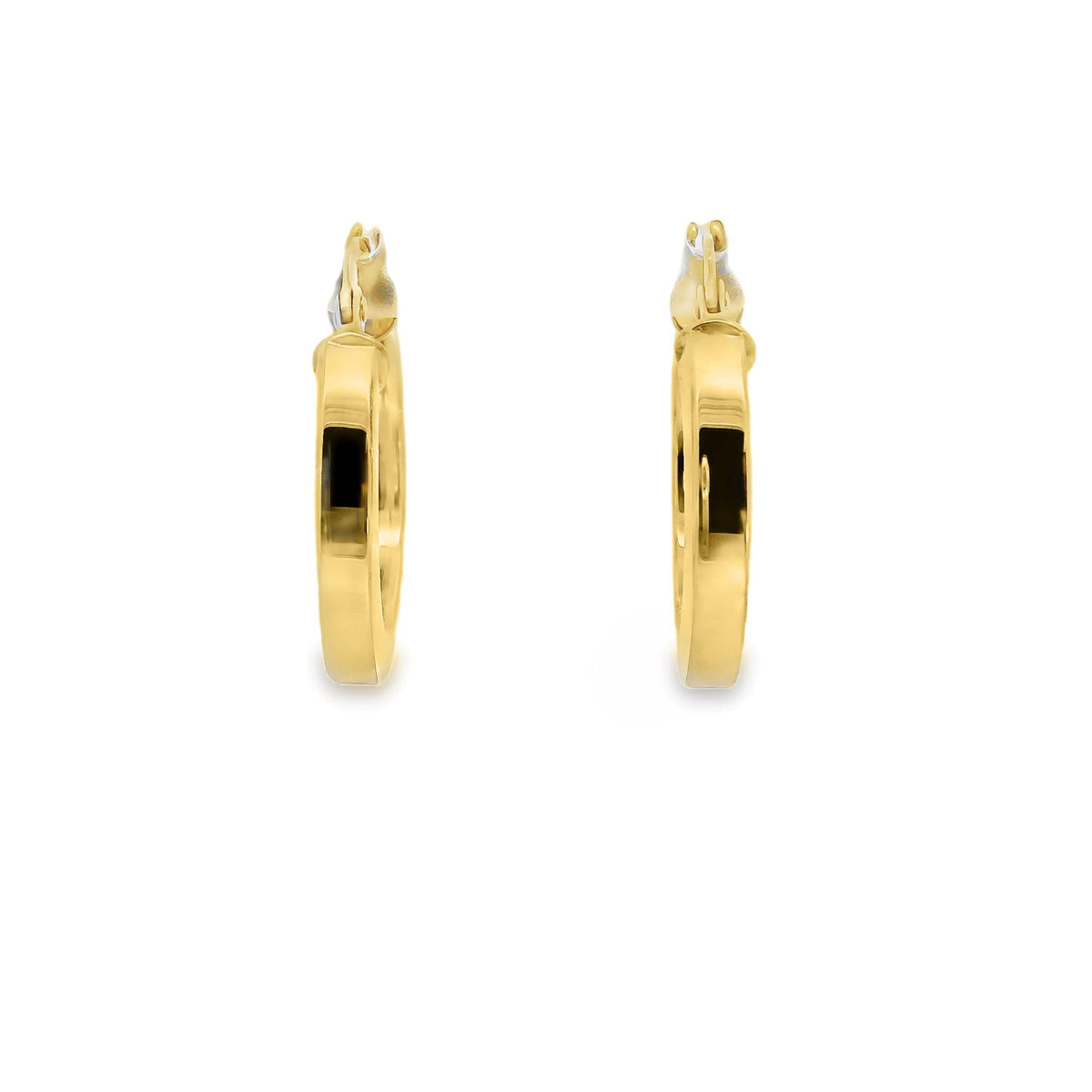 9ct Yellow Gold Italian Square Tube Hoop Earrings 15mm