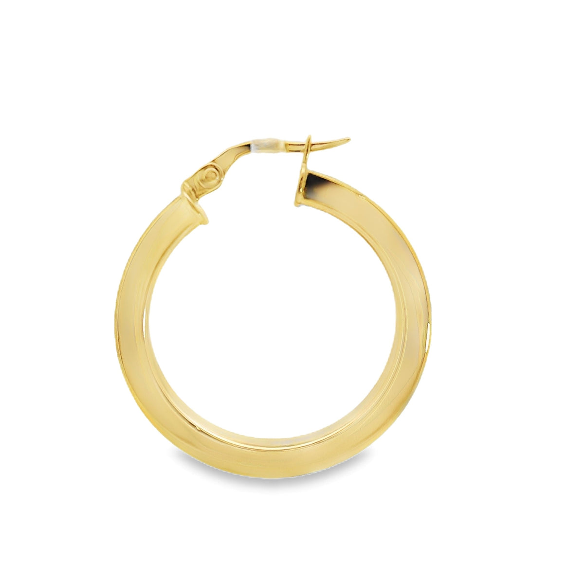 9ct Yellow Gold Italian Square Tube Hoop Earrings 20mm