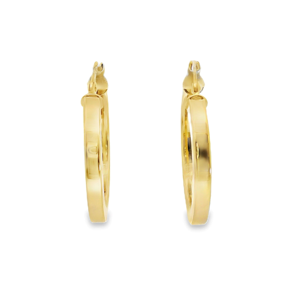 9ct Yellow Gold Italian Square Tube Hoop Earrings 20mm