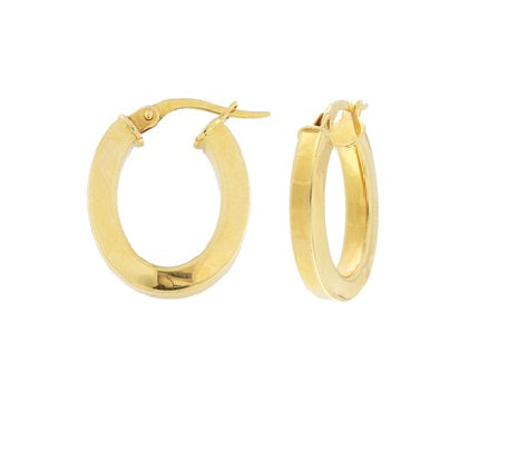 9ct Yellow Gold Italian Square Tube Hoop Earrings 25mm