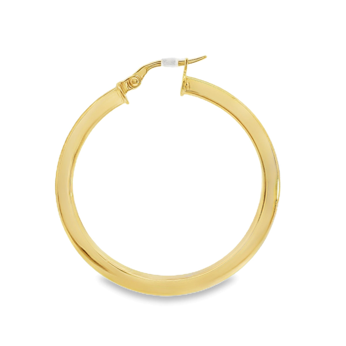 9ct Yellow Gold Italian Square Tube Hoop Earrings 30mm