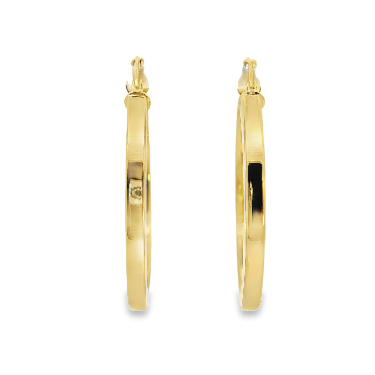 9ct Yellow Gold Italian Square Tube Hoop Earrings 30mm