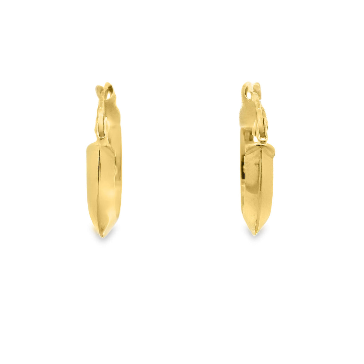 9ct Yellow Gold Italian Knife Edge Hoop Earrings 10mm
