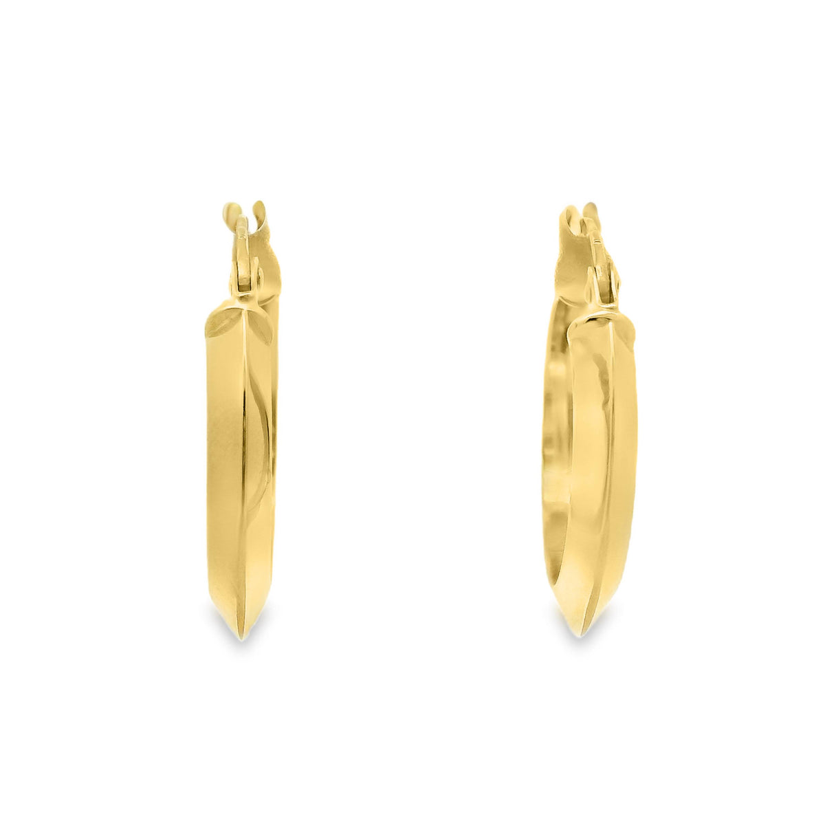 9ct Yellow Gold Italian Knife Edge Hoop Earrings 15mm