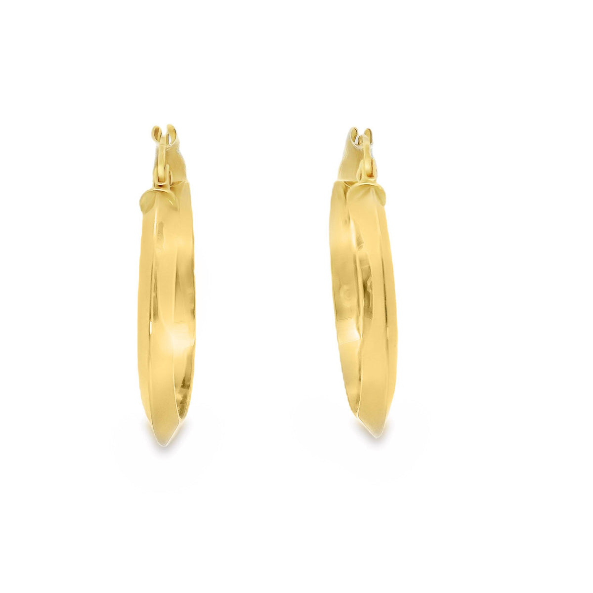 9ct Yellow Gold Italian Knife Edge Hoop Earrings 20mm