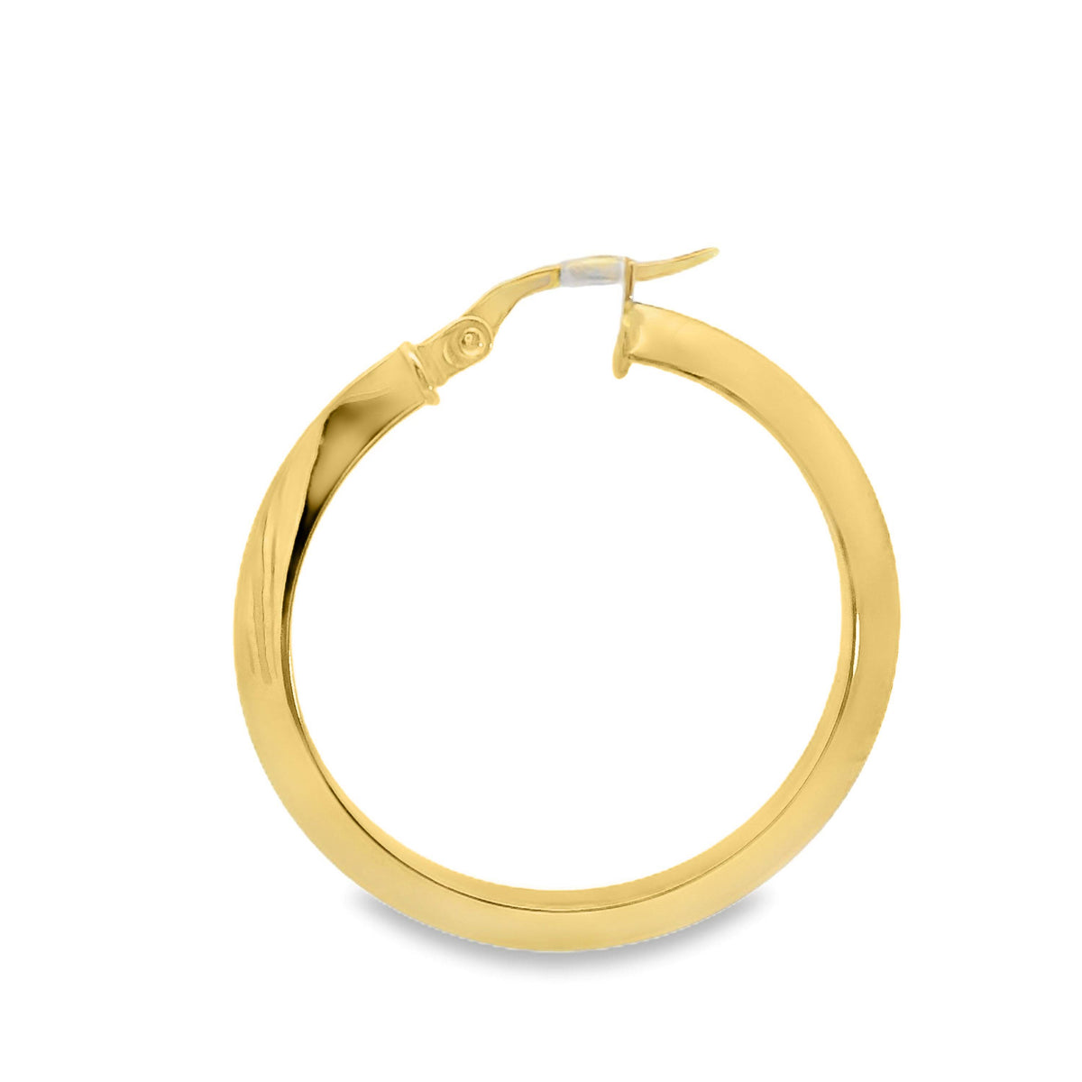 9ct Yellow Gold Italian Knife Edge Hoop Earrings 25mm