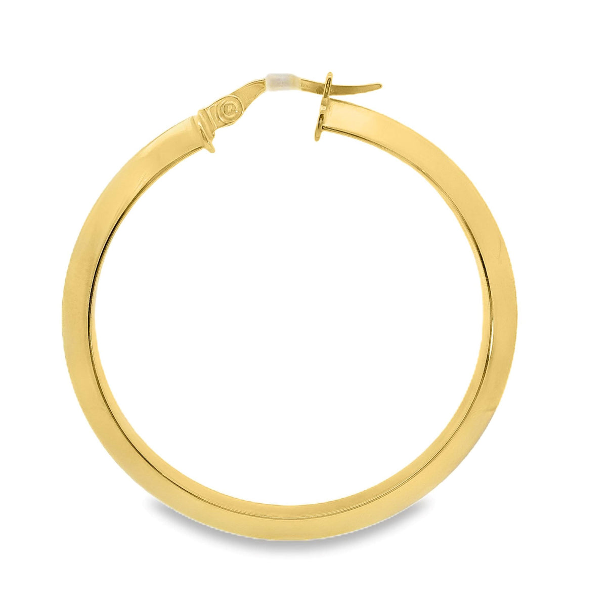 9ct Yellow Gold Italian Knife Edge Hoop Earrings 30mm