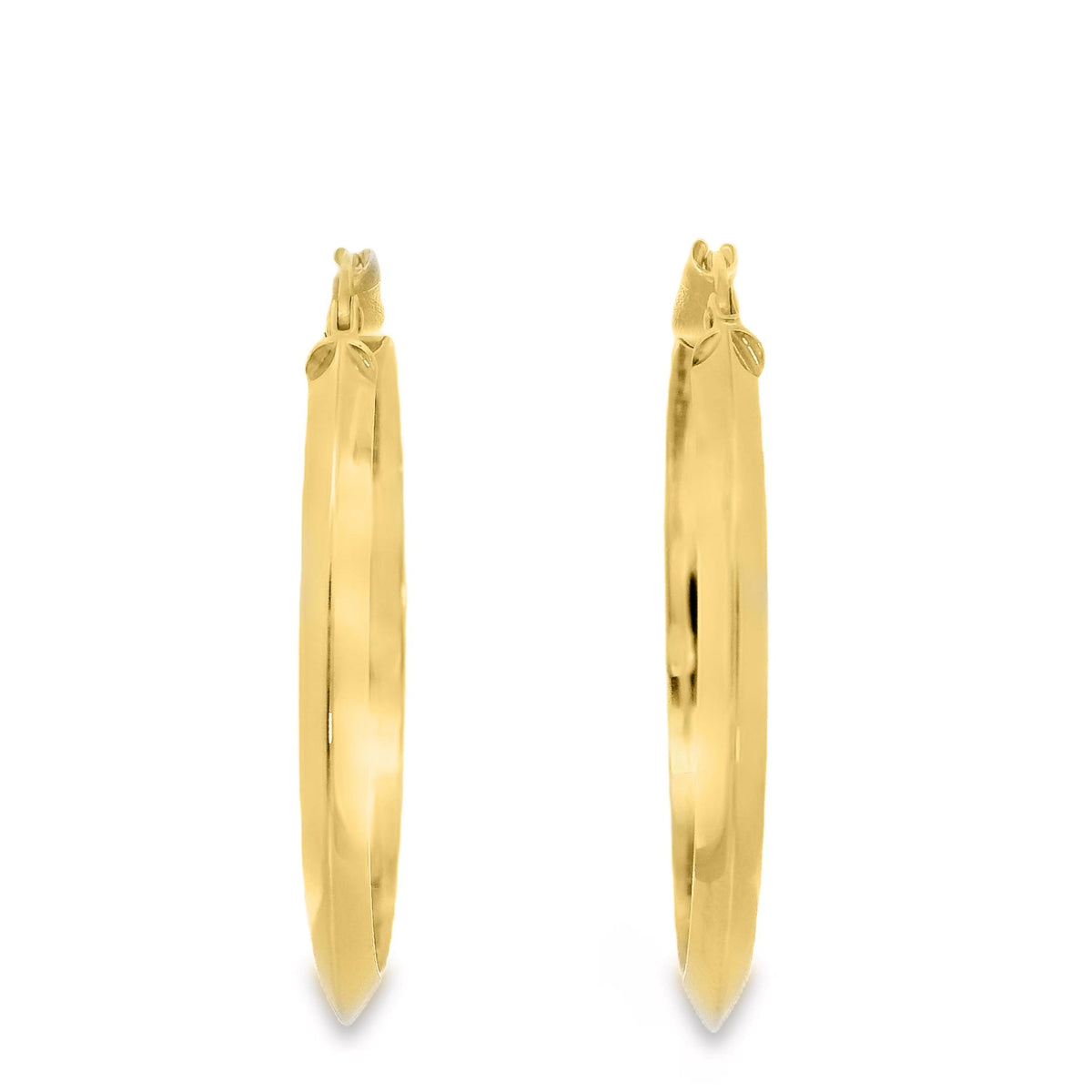 9ct Yellow Gold Italian Knife Edge Hoop Earrings 30mm