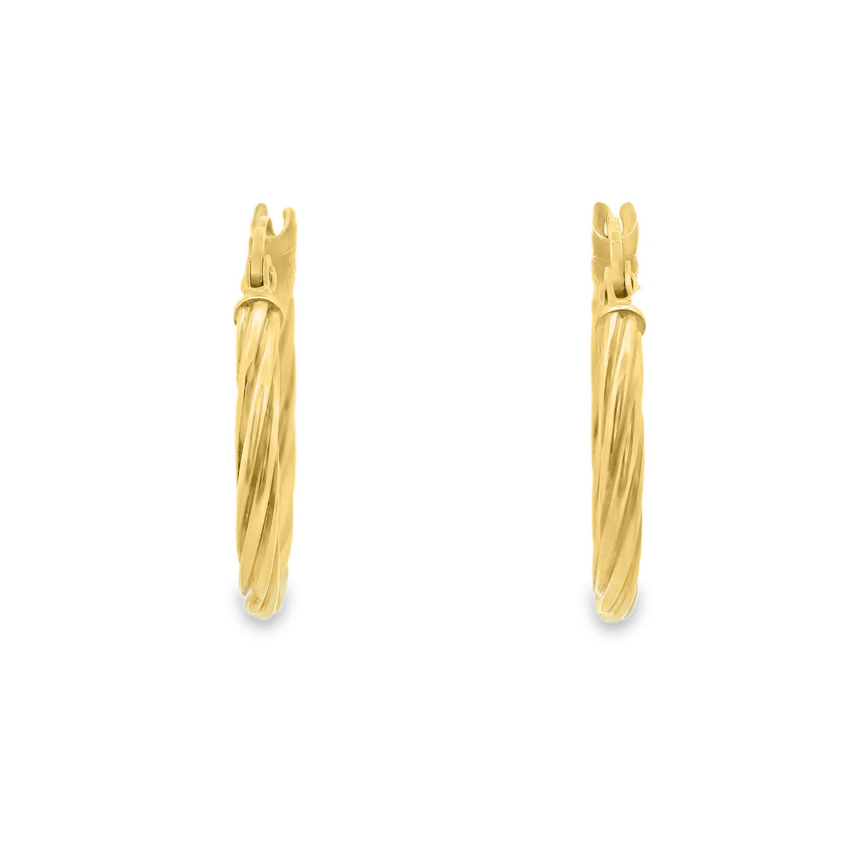 9ct Yellow Gold Italian Twist Hoop Earrings 15mm