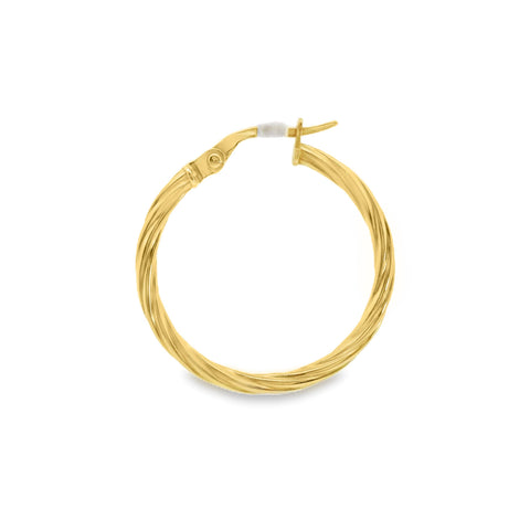 9ct Yellow Gold Italian Twist Hoop Earrings 20mm