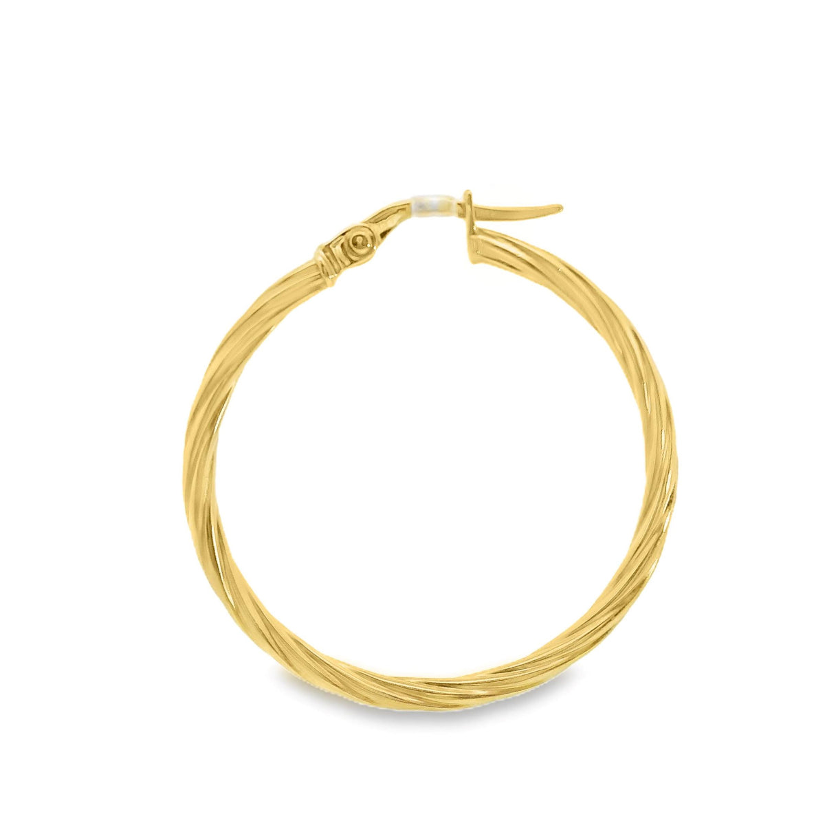 9ct Yellow Gold Italian Twist Hoop Earrings 25mm